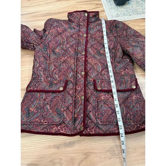 Talbots PAISLEY QUILTED JACKET zip & pockets petite size small - Picture 7 of 10